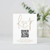 Budget QR Code Gold Script Weduwschap RSVP (Staand voorkant)