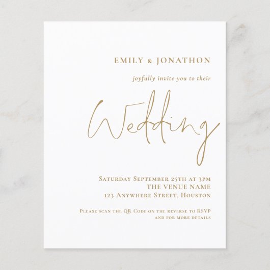 Budget QR Code Gold Typografie Weddenschap (Voorkant)