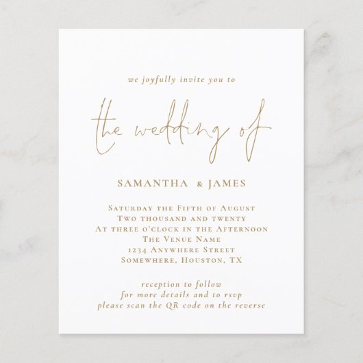 Budget QR Code Gold White Weduwen (Voorkant)