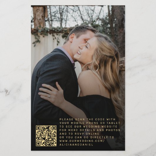 Budget QR code goud zwart foto alles in één bruilo Flyer (Achterkant)