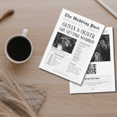 Budget, QR code, grappige krant bruiloft Kaart