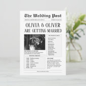 Budget, QR code, grappige krant bruiloft Kaart (Staand voorkant)
