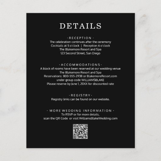 Budget QR-code huwelijksdetails zwart-wit Flyer (Voorkant)