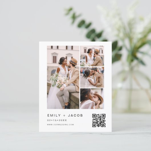 Budget QR Code Kalligrafie Huwelijksuitnodiging (Staand voorkant)