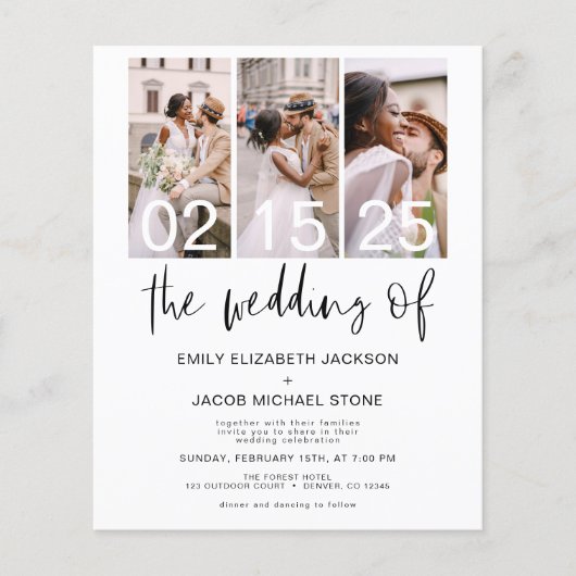 Budget QR Code Kalligrafie Huwelijksuitnodiging (Voorkant)