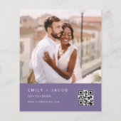 Budget QR Code Lavendel Paarse bruiloft uitnodigin (Achterkant)