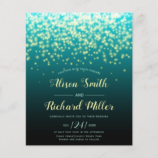 BUDGET QR code Licht blauwgroen blauwe trouwuitnod (Voorkant)