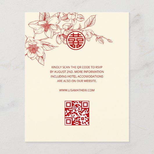 BUDGET QR-code | Magnolia Cream Chinese bruiloft (Achterkant)