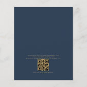 Budget QR Code Marine Blauw Goud Uitnodiging (Achterkant)