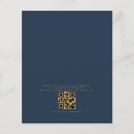 Budget QR Code Marine Blauw Goud Uitnodiging (Achterkant)