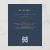 Budget QR Code Marine Blauw Goud Uitnodiging (Achterkant)