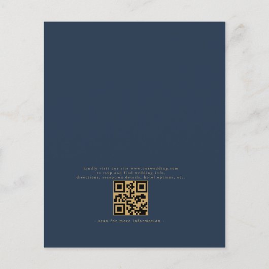 Budget QR Code Marine Blauw Goud Uitnodiging Flyer (Achterkant)