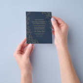 Budget QR Code Marine Blauw Goud Uitnodiging Flyer (Hand)