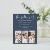Budget QR Code Marine Blauwe Huwelijksuitnodiging (Staand voorkant)