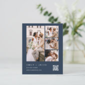 Budget QR Code Marine Blauwe Huwelijksuitnodiging (Staand voorkant)