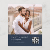 Budget QR Code Marine Blauwe Huwelijksuitnodiging Flyer (Achterkant)