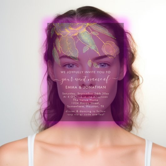 Budget QR Code Marsala Gold Flowers Paars