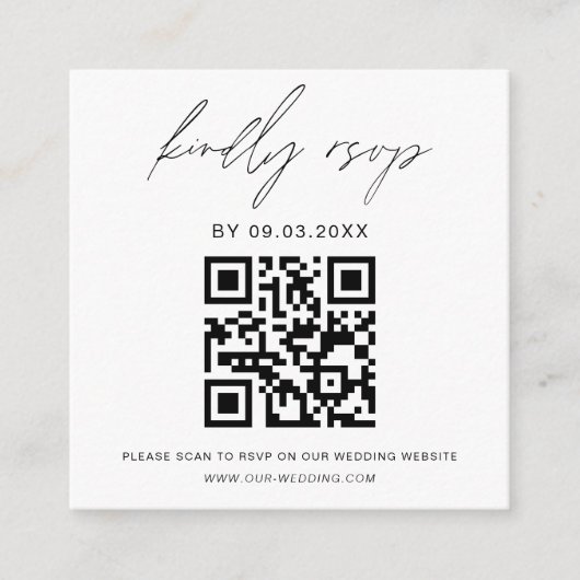 Budget QR Code Minimalist RSVP Weduwwebsite Informatiekaartje (Voorkant)