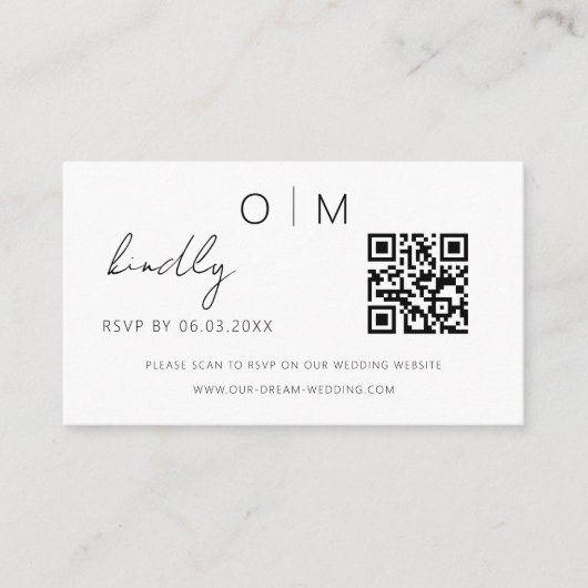 Budget QR Code Minimalist RSVP Weduwwebsite Informatiekaartje (Voorkant)