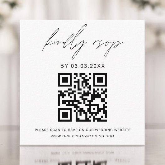 Budget QR Code Minimalist RSVP Weduwwebsite Informatiekaartje