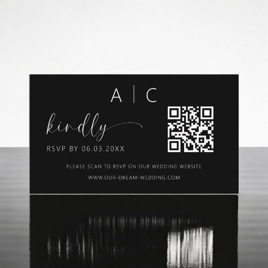 Budget QR Code Minimalist RSVP Weduwwebsite Informatiekaartje