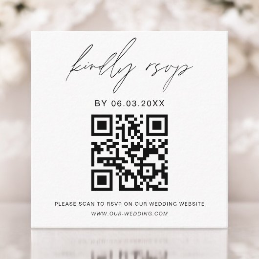 Budget QR Code Minimalist RSVP Weduwwebsite Informatiekaartje