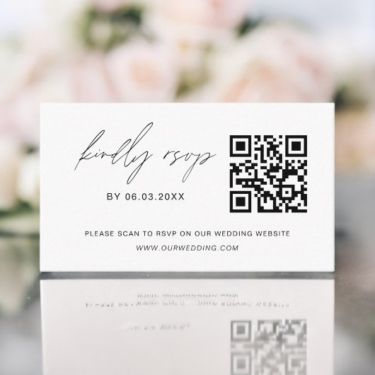 Budget QR Code Minimalist RSVP Weduwwebsite Informatiekaartje