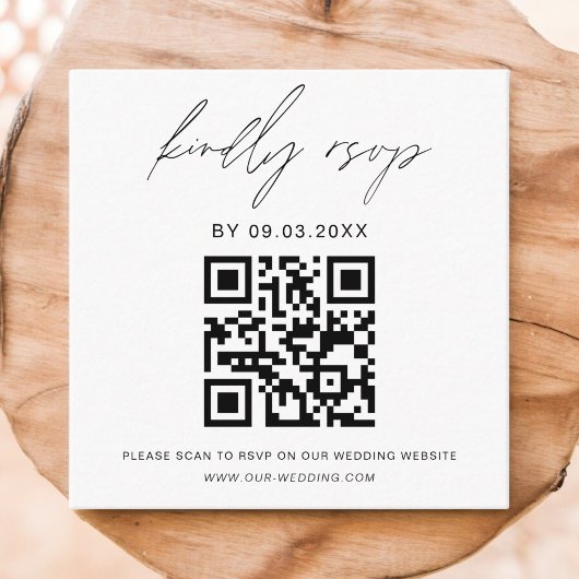 Budget QR Code Minimalist RSVP Weduwwebsite Informatiekaartje