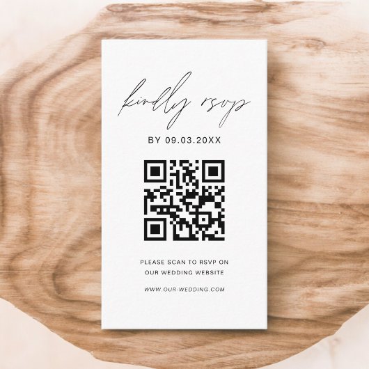 Budget QR Code Minimalist RSVP Weduwwebsite Informatiekaartje