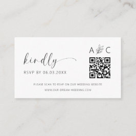 Budget QR Code Minimalist RSVP Weduwwebsite Informatiekaartje
