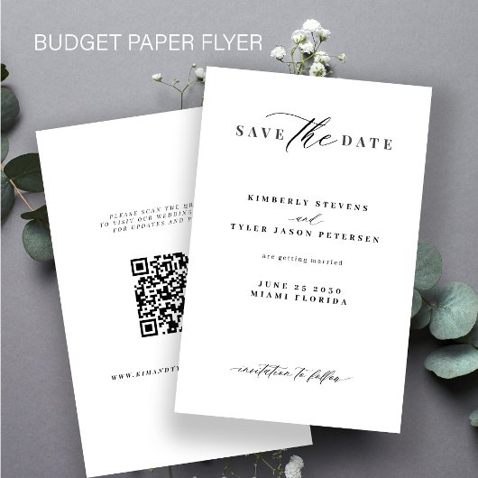 Budget QR code minimalistische bruiloft save the d Flyer