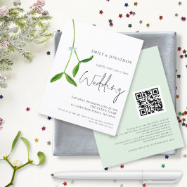 Budget QR Code Mistletoe kerstbruiloft Uitnodiging