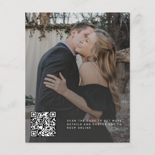 Budget QR CODE moderne fotobruiloftsinvitation (Achterkant)
