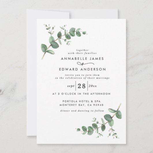 Budget QR code navy blue Eucalyptus leaf Kaart (Voorkant)