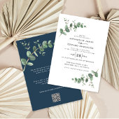Budget QR code navy blue Eucalyptus leaf Kaart