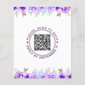 BUDGET QR code paarse bloemen bruiloft uitnodiging (Achterkant)