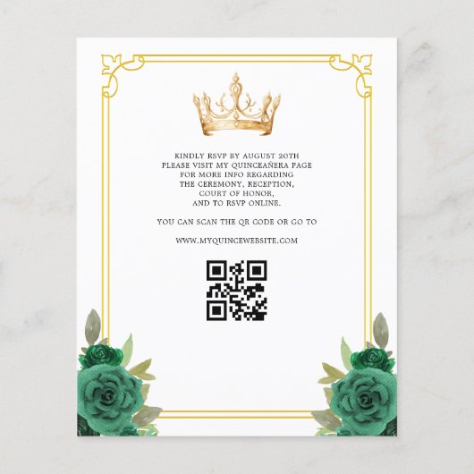 Budget QR-code Quinceanera Emerald Green Flyer (Achterkant)