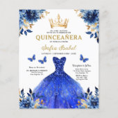 Budget QR-code Quinceanera Royal Blue Princess Flyer (Voorkant)