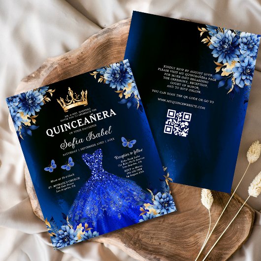 Budget QR-code Quinceanera Royal Blue Princess Flyer