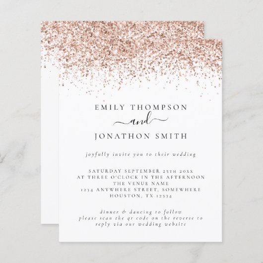 Budget QR Code Roos Gold Glitter Weddenschap Uitno (Voorkant / Achterkant)