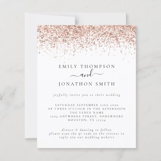 Budget QR Code Roos Gold Glitter Weddenschap Uitno (Voorkant)