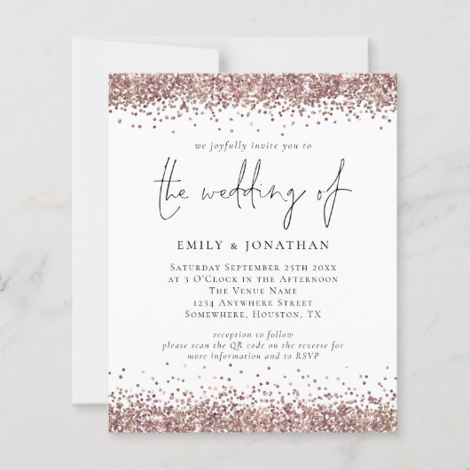 Budget QR Code Roos Gold Glitter Weddenschap Uitno (Voorkant)