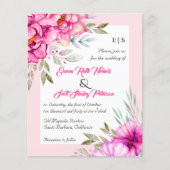 BUDGET QR code roze bloemen bruiloft uitnodiging (Voorkant)