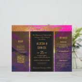 Budget QR code rsvp details bruiloft uitnodiging (Staand voorkant)