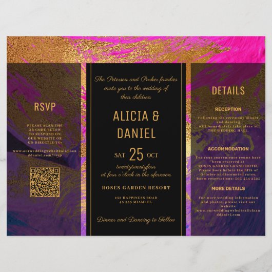 Budget QR code rsvp details bruiloft uitnodiging Flyer (Voorkant)