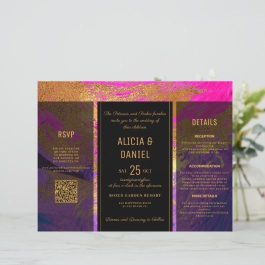 Budget QR-code RSVP-details trouwuitnodiging (Staand voorkant)