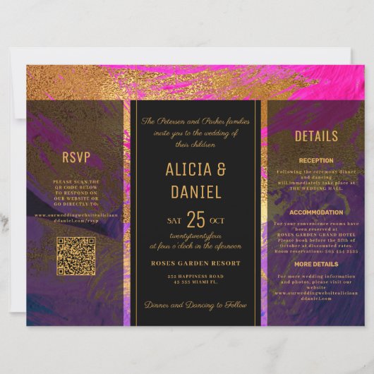 Budget QR-code RSVP-details trouwuitnodiging (Voorkant)