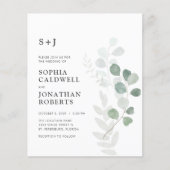 Budget QR Code RSVP Eucalyptus Weduwen Uitnodiging (Voorkant)