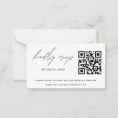 Budget QR Code RSVP Minimalist Weduwfoto Notitiekaartje (Voorkant)