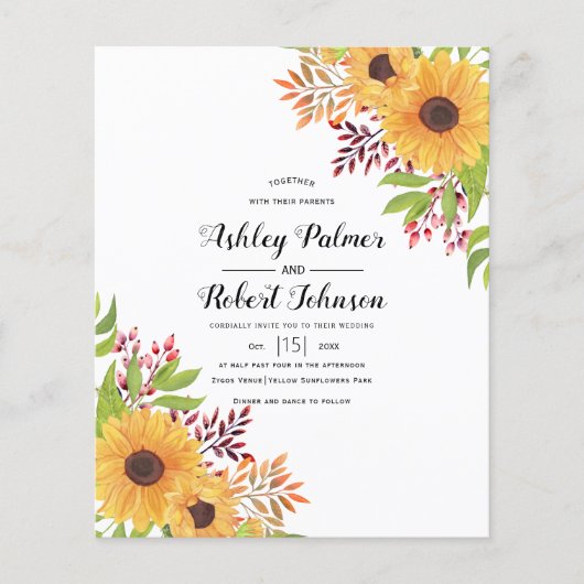 BUDGET QR code RSVP sunflower bruiloft (Voorkant)